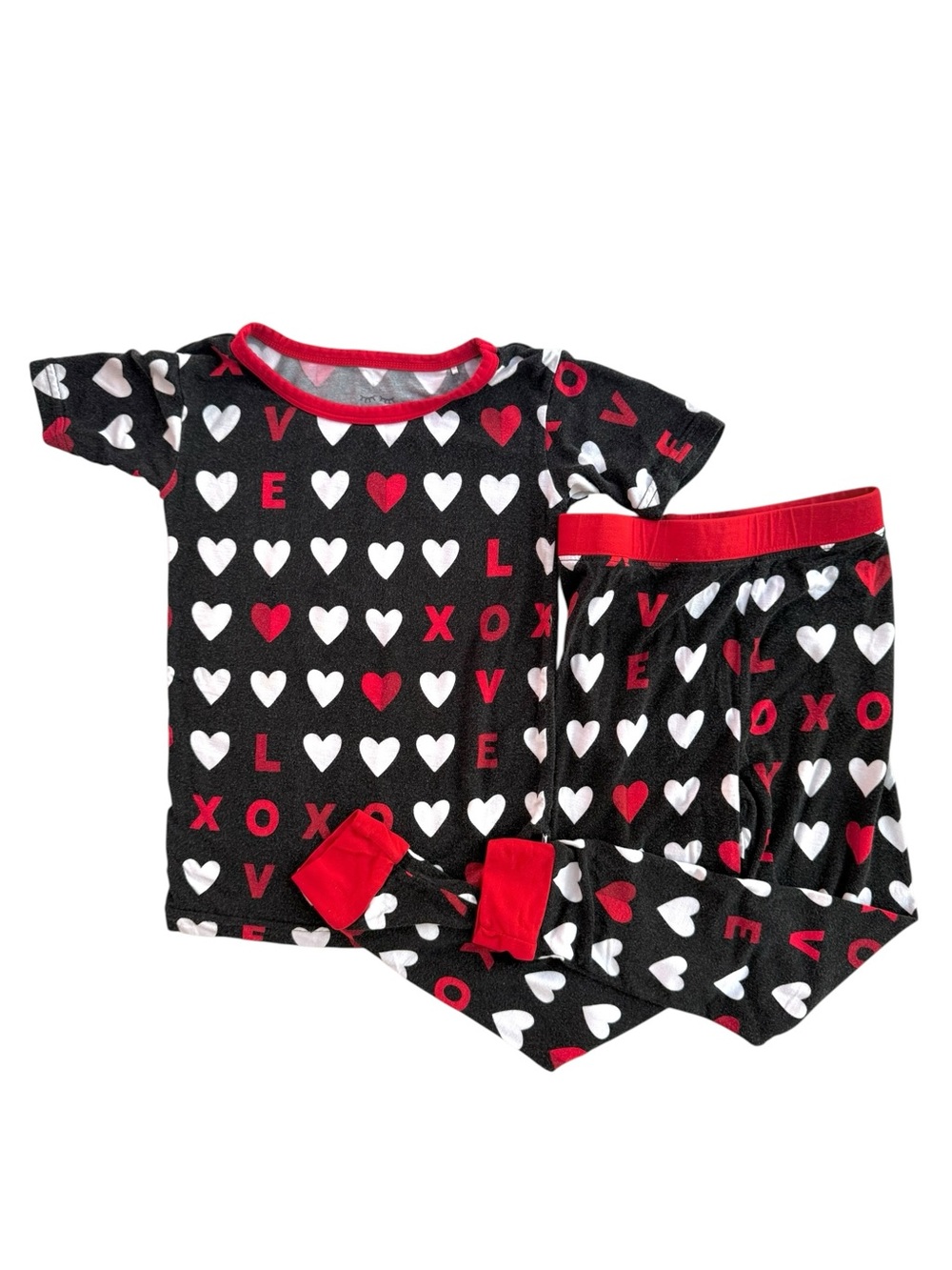 Little Sleepies XOXO Valentine’s Day Heart Love Bamboo Pajamas Set 3T Kids